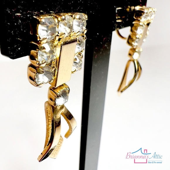 Vintage crystal and gold drop earrings stud - Picture 5 of 7